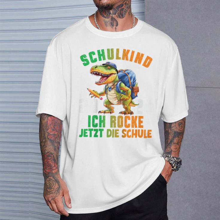 Children's Schulkind 2024 Cool Dino Ich Rocke Jetzt Die Schule Boys' T-Shirt Geschenke für Ihn