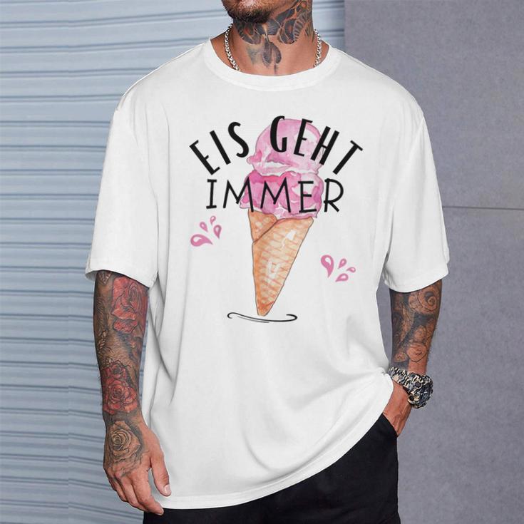 Eis Geht Immer Erdbeereis Eisparele Eiscafe Eiskiosk T-Shirt Geschenke für Ihn