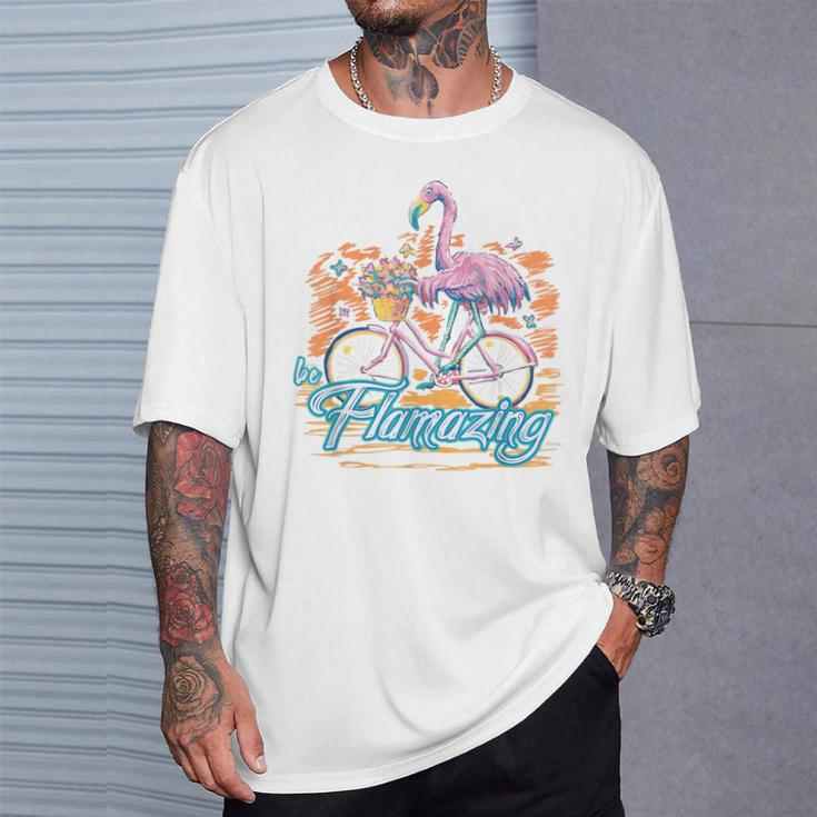 Be Flamazing Flamingo Bicycle Lover Summer Vibes T-Shirt Gifts for Him