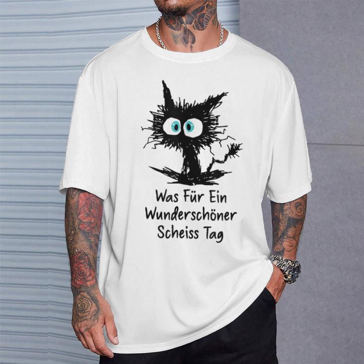 Was Für Ein Wonderschön Scheißtag Scheiss Tag Cat Gray T-Shirt Geschenke für Ihn