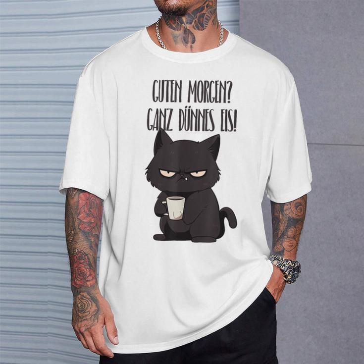 Guten Morgen Ganz Dünnes Eis Kawaii Cat Morgenmuffel Gray T-Shirt Geschenke für Ihn