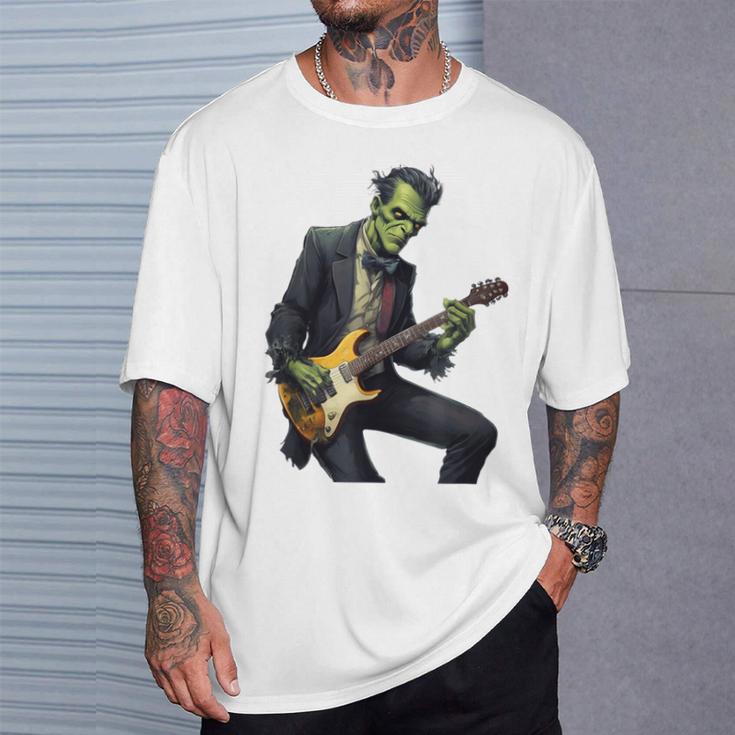 Halloween Cool Monster Playing Electric Guitar T-Shirt Gifts for Him