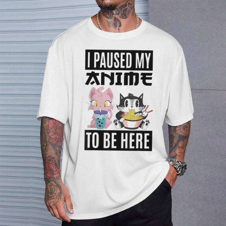 Ich Habe Meinen Anime Pausiert Hier Zu Sein Ramen Kawaii Cat Gray T-Shirt Geschenke für Ihn