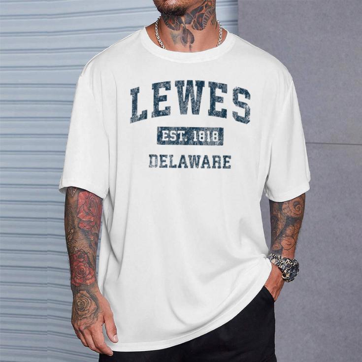 Lewes Delaware Deintage-Sportdesign Marineblau-Druck T-Shirt Geschenke für Ihn