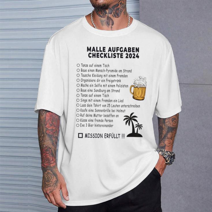 Mallorca 2024 Sauf Malle Ride Tasks Checklist Gray T-Shirt Geschenke für Ihn