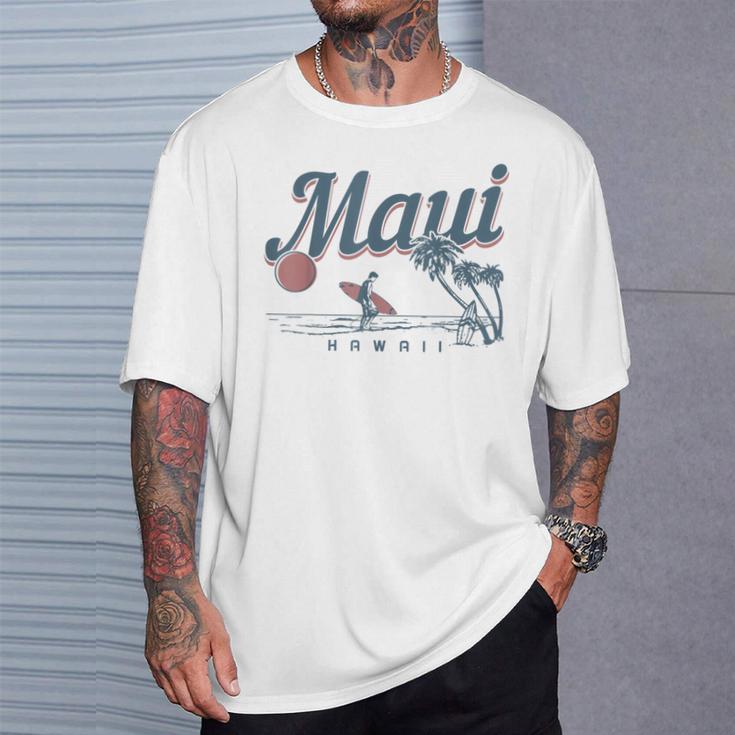 Maui Hawaii Surf Beachintage Souvenir Surfer Gray T-Shirt Geschenke für Ihn