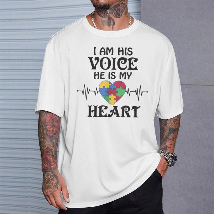 I Am Hisoice He Is My Heart Herzschlag Autism Awareness Son T-Shirt Geschenke für Ihn