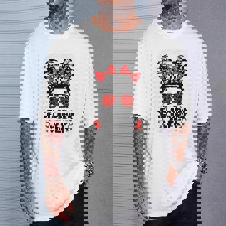 Red Ribbon Week Messy Bun Red Ribbon Week Awareness T-Shirt Gifts for Him Red Ribbon Week Messy Bun Red Ribbon Week Awareness T-Shirt Gifts for Him