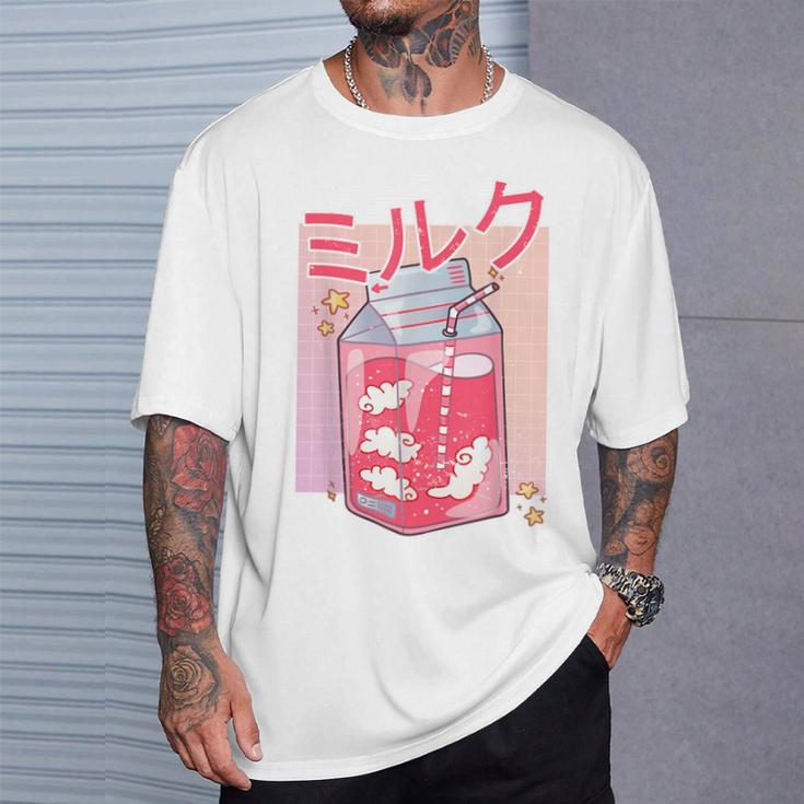 Retro 90S Soft Grunge Japanese Kawaii Strawberry Milk T-Shirt Geschenke für Ihn