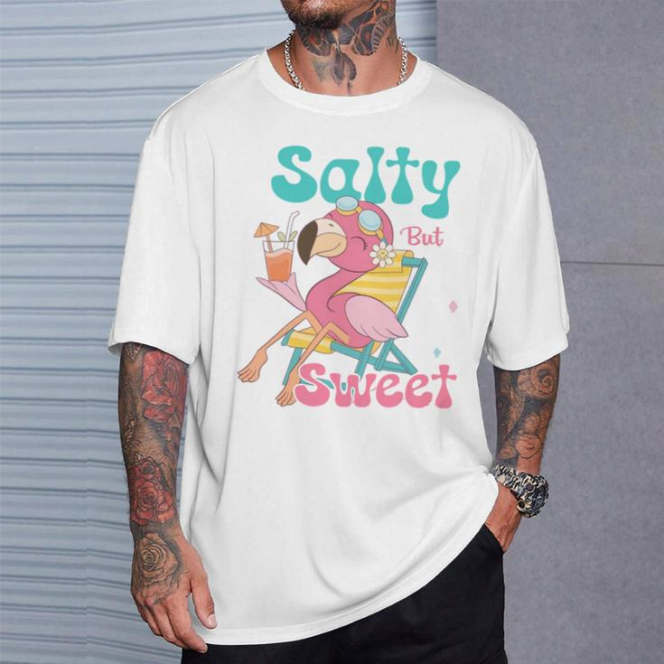 Salty But Sweet Summer Beach Flamingo Summer Vibes T-Shirt Gifts for Him