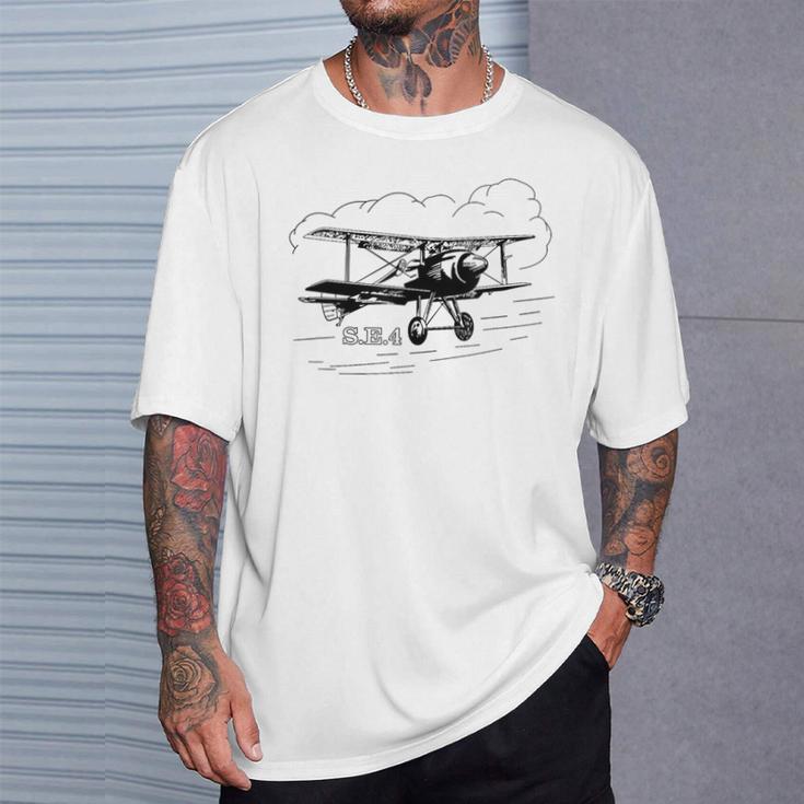 Se4 Britischer Doppeldecker Fliegende Wolken T-Shirt Geschenke für Ihn