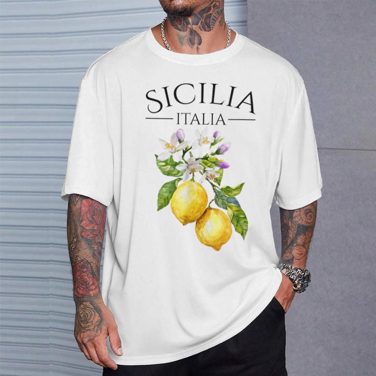 Sicilia Italian Souvenir Italy Lemon T-Shirt Geschenke für Ihn