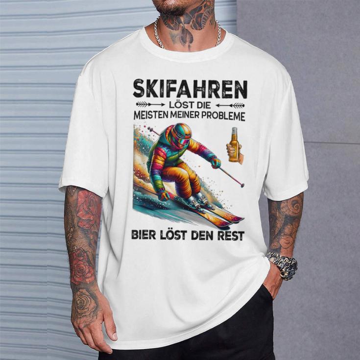 Skifahren Löst Die Meisten Meiner Probleme Bier Löst T-Shirt Geschenke für Ihn