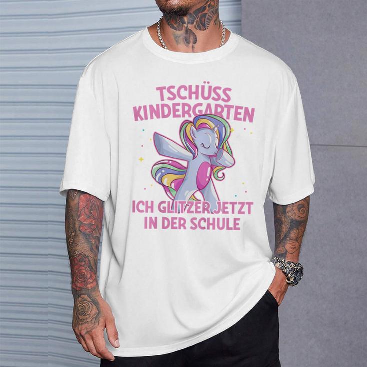 Tschüss Kindergarten Ich Glitzer In Der Schule Einschulung German T-Shirt Geschenke für Ihn