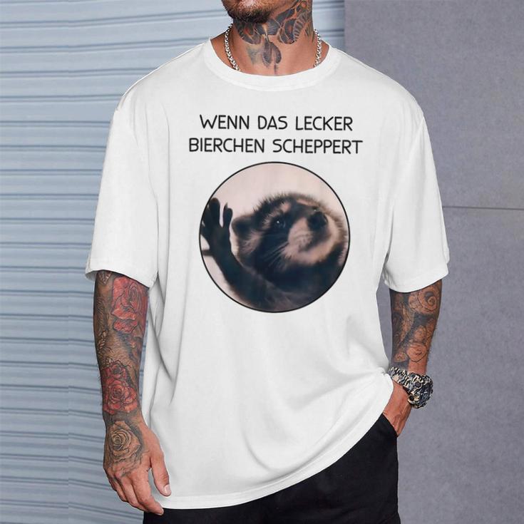 Wenn Das Lecker Bierchen Scheppert X Pedro Raccoon Meme T-Shirt Geschenke für Ihn