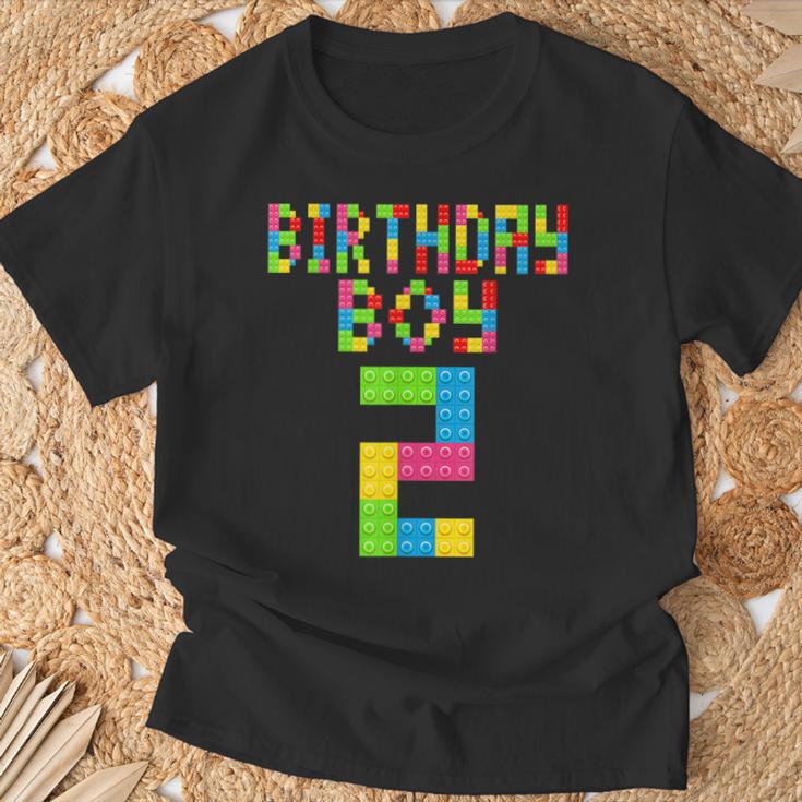 2 Geburtstag 2 Jahre Alter Junge Bausteine Bricks Boys T-Shirt Geschenke für alte Männer