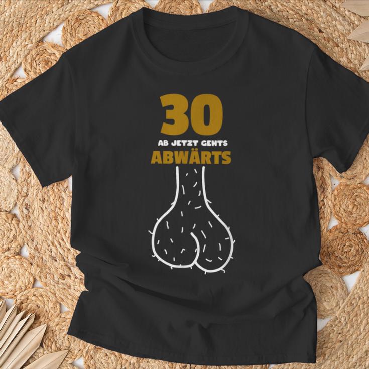 30 Ab Jetzt Gehts Abwärts Birthday Humour T-Shirt Geschenke für alte Männer