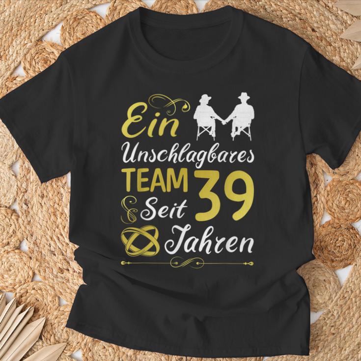 39 Jahreerheiratet 39 Hochzeitstag Sonnenhochzeit T-Shirt Geschenke für alte Männer