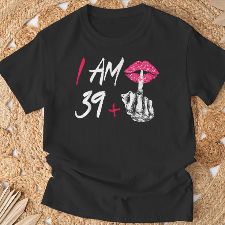 I Am 39 Plus 1 Middle Finger Skull 40Th Birthday T-Shirt Geschenke für alte Männer