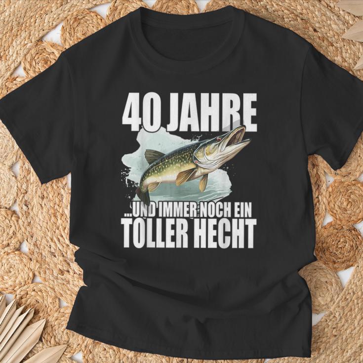 40 Jahre Und Noch Ein Toller Hecht Angler Birthday T-Shirt Geschenke für alte Männer