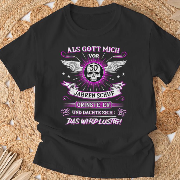 50Th Birthday Als Gott Michor 50 Jahre Schuf Grinste Er Grins T-Shirt Geschenke für alte Männer