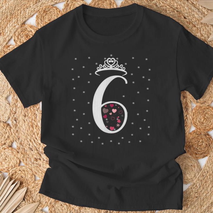 6 Herzen Krone 6 Jahre Alt Happy 6Th Birthday Mädchen Frauen T-Shirt Geschenke für alte Männer