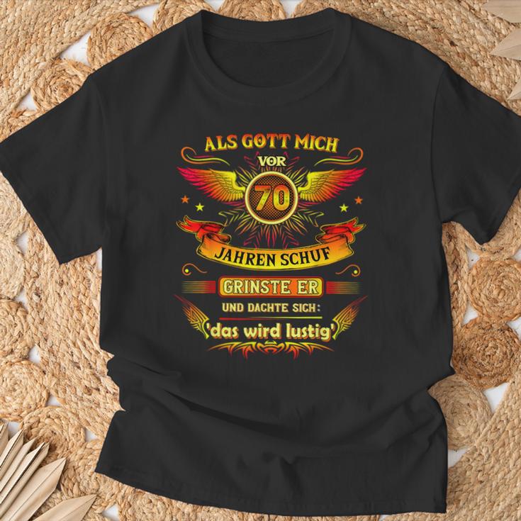 70Th Birthday Als Gott Michor 70 Jahre Schuf Grinste Er Grins T-Shirt Geschenke für alte Männer