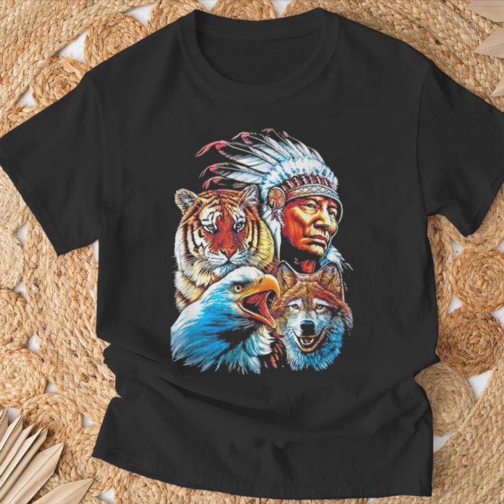 Águila Lobo India Nativa Americana Americana Del Norte Camiseta unisex Regalos para ancianos