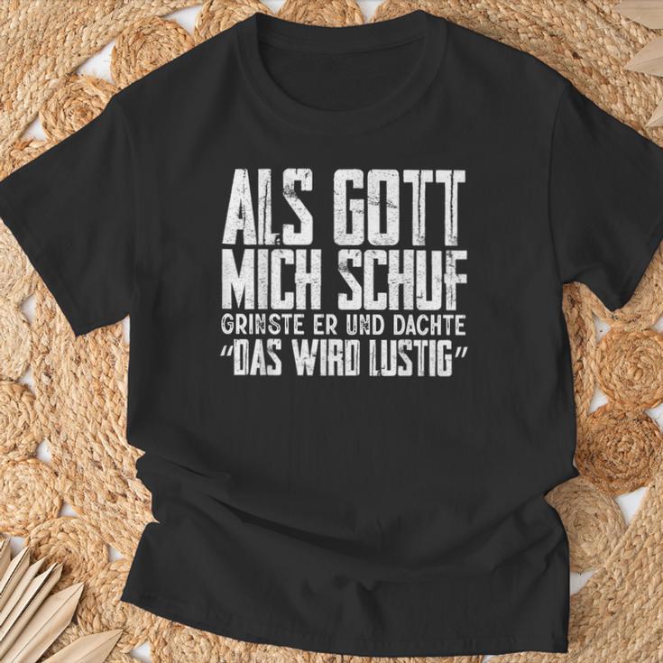 Als Gott Mich Schuf Grinste Sarcasm T-Shirt Geschenke für alte Männer