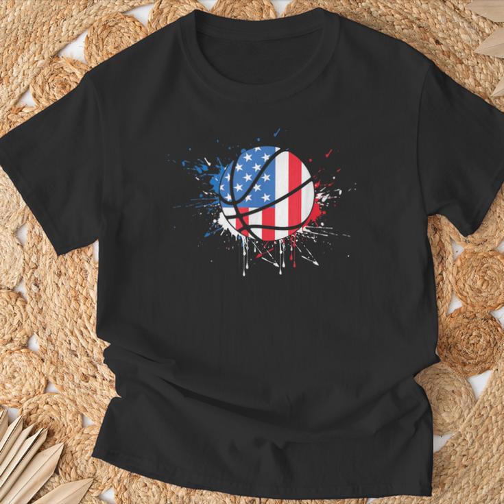 American Flag Baller Dunking Usa Flag Basketball T-Shirt Geschenke für alte Männer