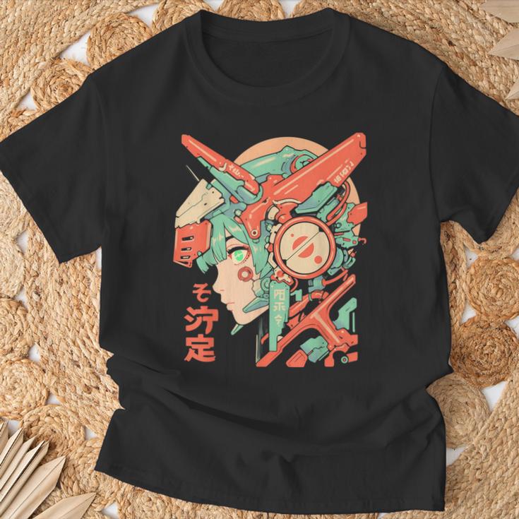 Anime Manga Cyberpunk Aesthetic Techwear Harajuku Mecha Girl T-Shirt Geschenke für alte Männer