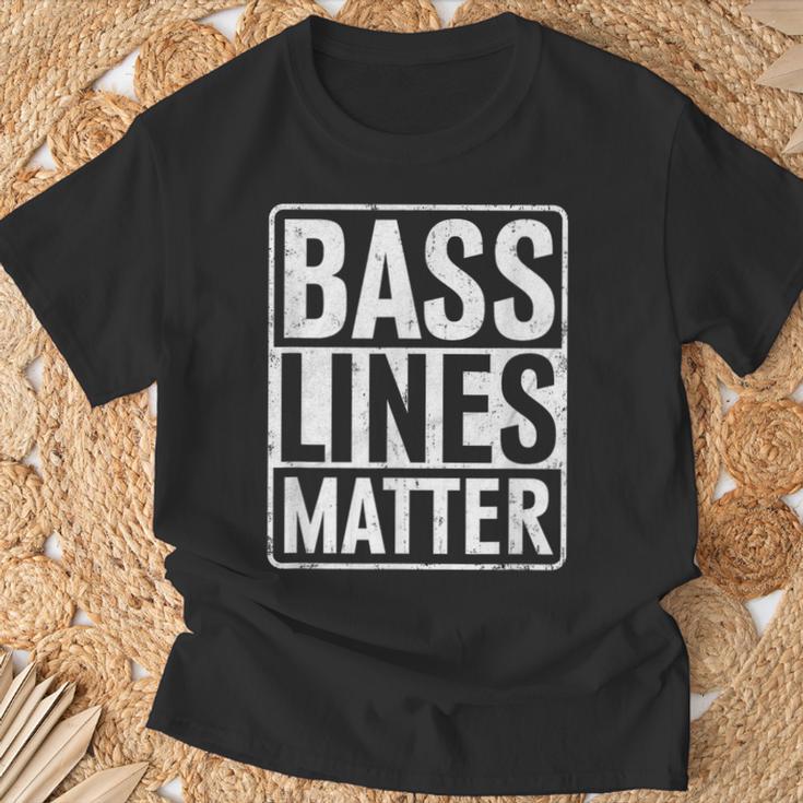 Bass Lines Matte Bass Guitar Bassist Edm Music Fan T-Shirt Geschenke für alte Männer