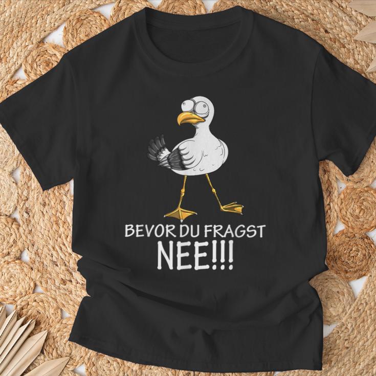 Bevor Du Fragst Nee Seagulls Kein Bock Lust T-Shirt Geschenke für alte Männer