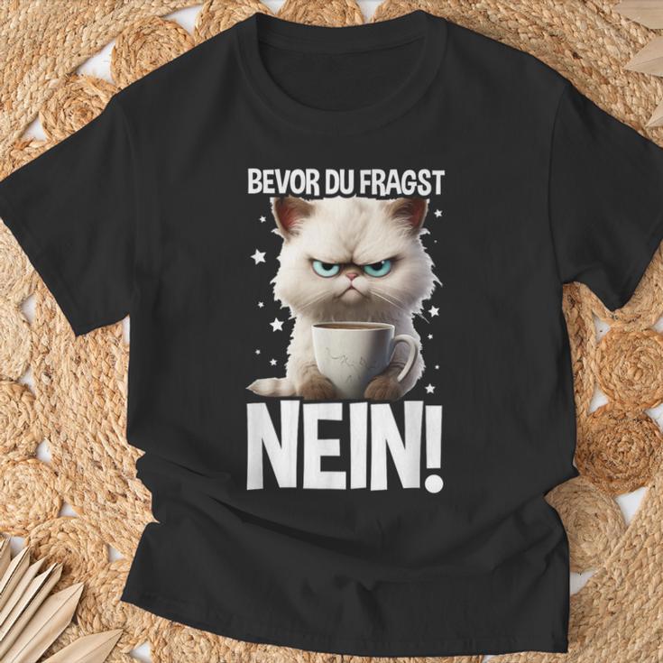 Bevor Du Fragst Nein Katzekaffee Kater Announced T-Shirt Geschenke für alte Männer