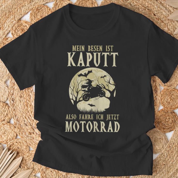 Biker Mein Besen Ist Kaputt Ich Fahre Motorrad Hexen German Langu T-Shirt Geschenke für alte Männer