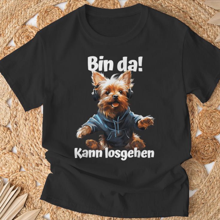 Bin Da Kann Losgehen Yorkie Dog Lover T-Shirt Geschenke für alte Männer