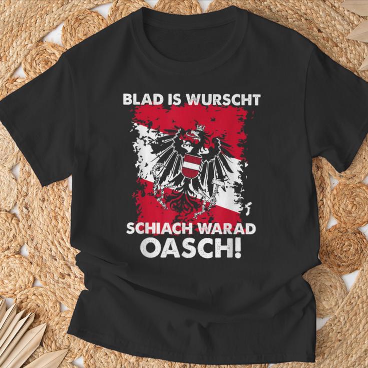 Blad Is Wurschen Schiach Warad Oasch Austria Slogan T-Shirt Geschenke für alte Männer