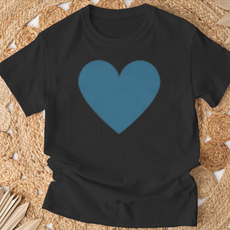 Blaues Herz Simples Minimalistisch Süßes Heart T-Shirt Geschenke für alte Männer