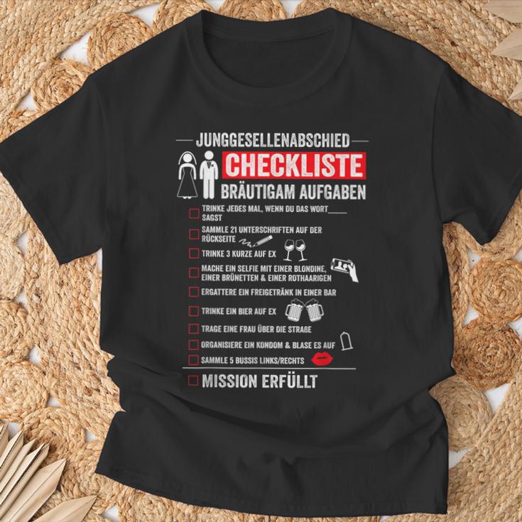 Bräutigam Jga Aufgaben Checkliste Stag Party T-Shirt Geschenke für alte Männer