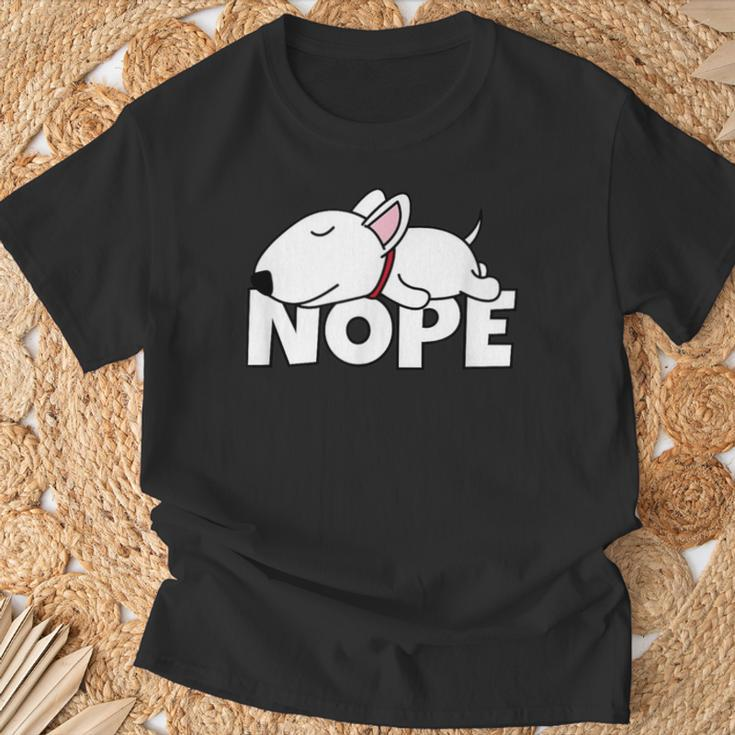 Bull Terrier Cute Dog Sloth Nope T-Shirt Geschenke für alte Männer