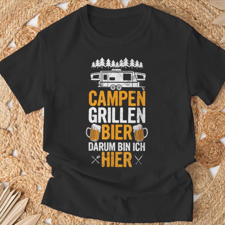 Camping Barbecue Beer Darum Bin Ich Hier Camping S T-Shirt Geschenke für alte Männer