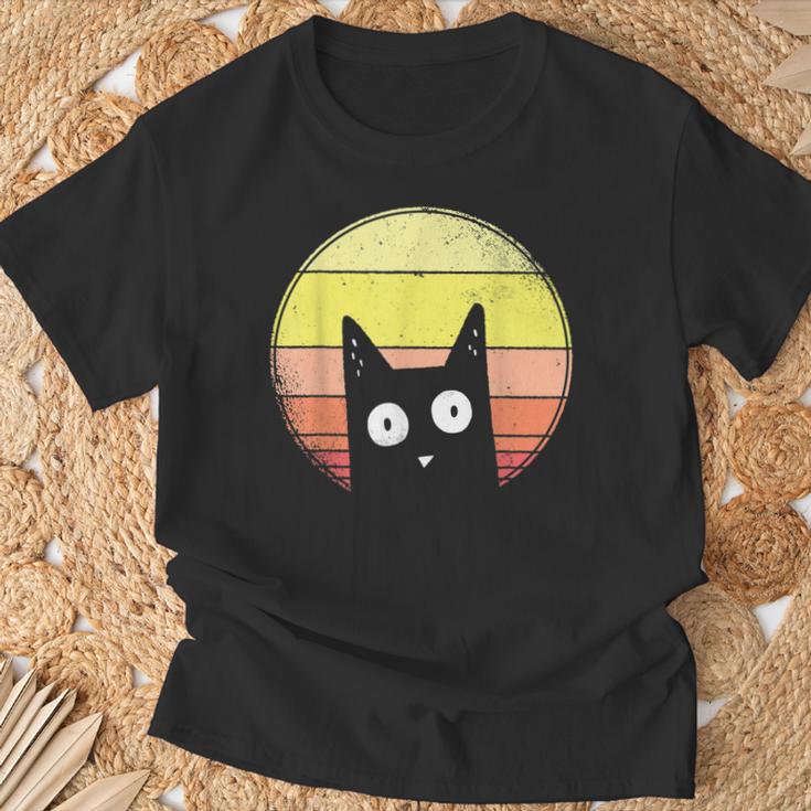 Cat Sunset Sunset Cat Retrointage T-Shirt Geschenke für alte Männer