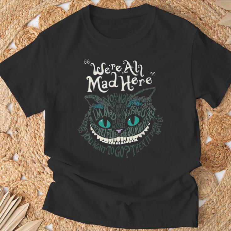 Cheshire Alice Cat Wir Sind Alleerrückt Hier Wunderland T-Shirt Geschenke für alte Männer