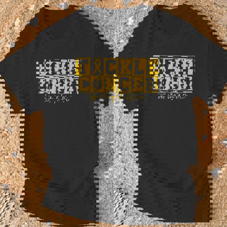 Childhood Cancer Awareness Tackle Childhood Cancer Football T-Shirt Gifts for Old Men