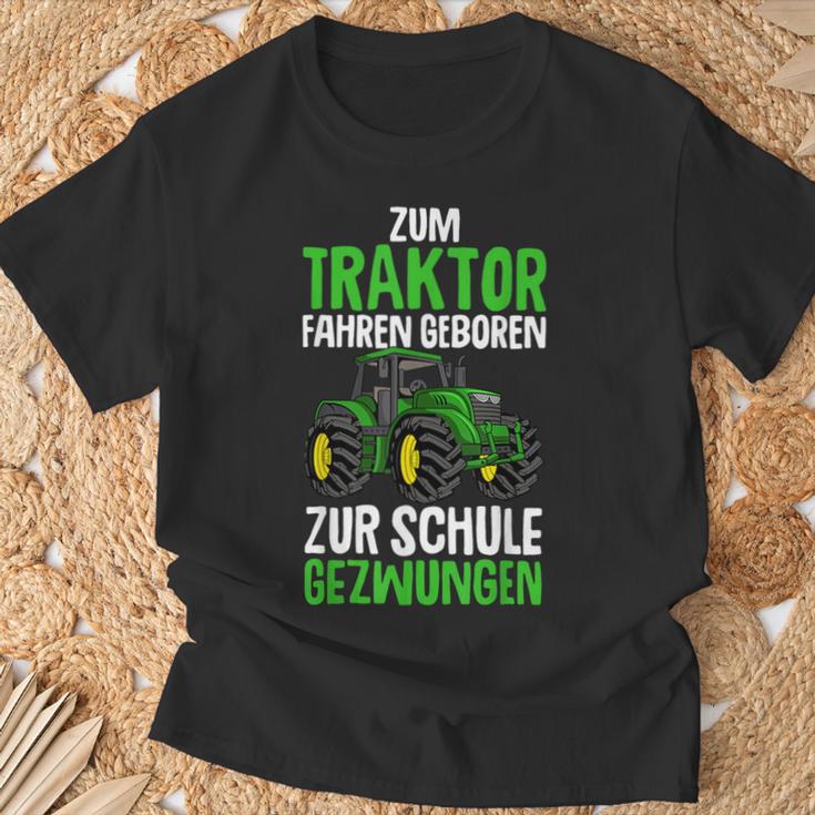 Children's Zum Traktor Fahren Geboren Zur Schule Zwungen German S T-Shirt Geschenke für alte Männer