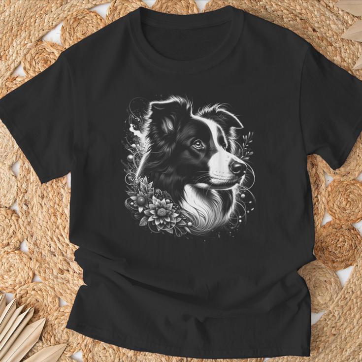 Cool Border Collie Artistic Portrait T-Shirt Geschenke für alte Männer