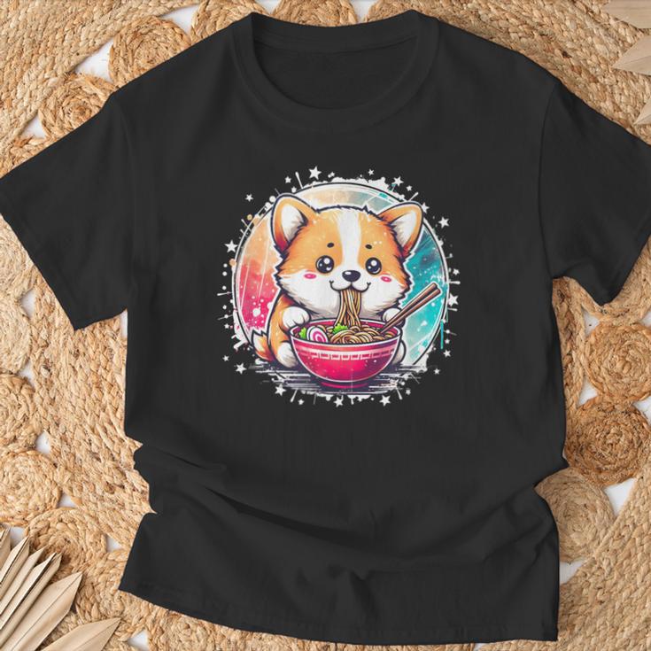 Corgi Dog Ramen Noodles Anime Cute Kawaii Manga Corgi Dog T-Shirt Geschenke für alte Männer