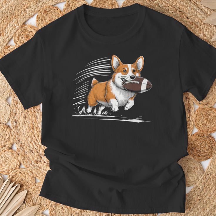 Corgi Hund Spielt Fußball Spieler Sport T-Shirt Geschenke für alte Männer