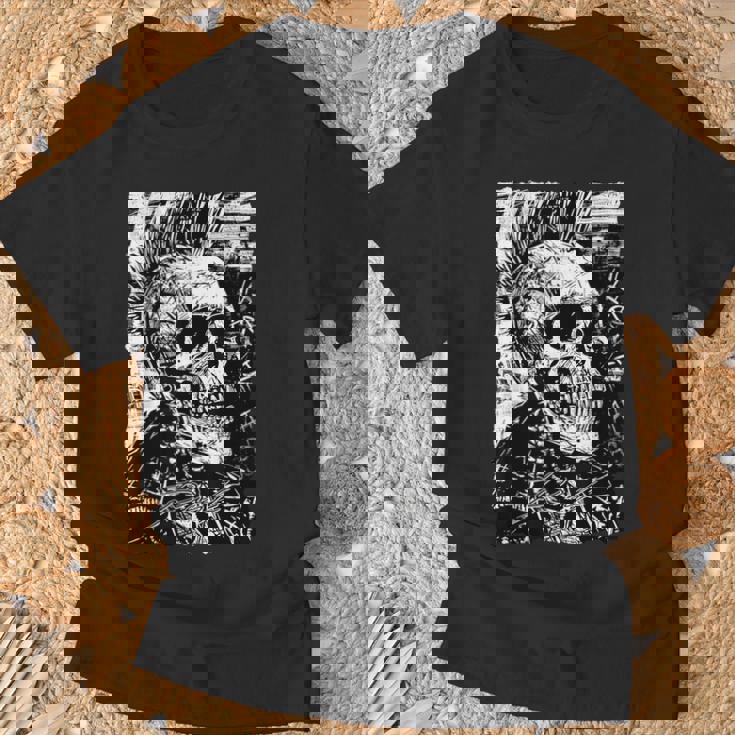 Crâne De Motard Graffitiintage Horreur Punk Crâne T-Shirt Cadeaux pour les vieillards