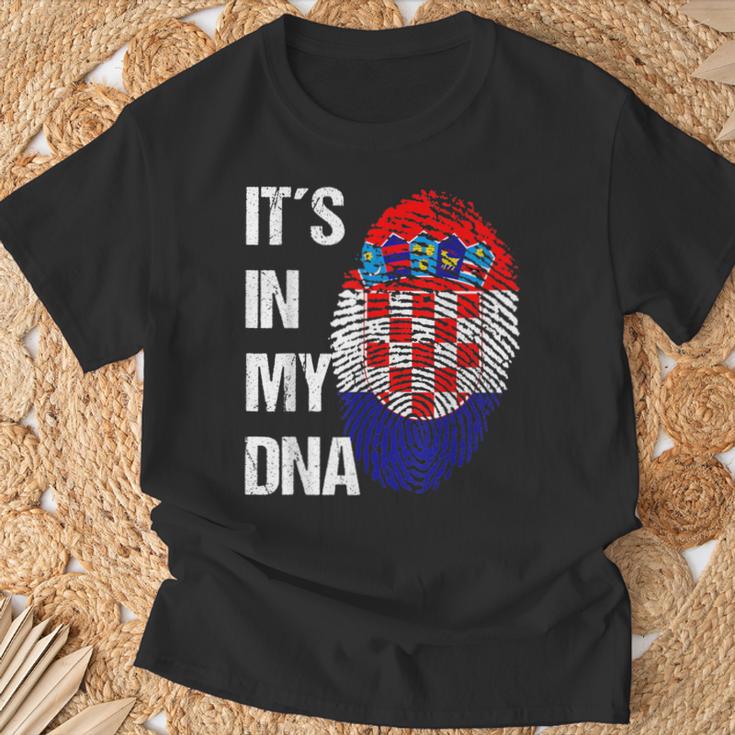 Croatian Flag Dna Fingerprint Croatia T-Shirt Geschenke für alte Männer